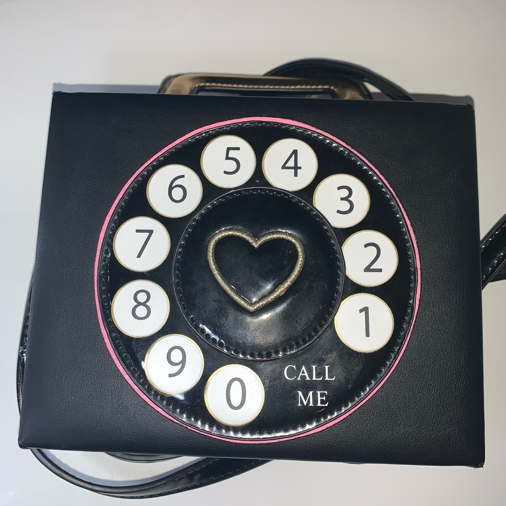 ❗️NEW❗️Black White Pink Gold Square Phone Rotary Purse with Gold Handel